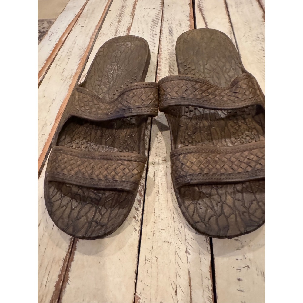 Pali Hawaii Classic Jesus Sandals Brown Two Strap Slide Sandals Size 11 Unisex